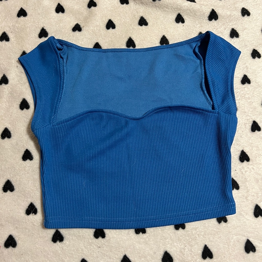Royal blue sweetheart neck crop top
